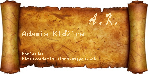 Adamis Klára névjegykártya